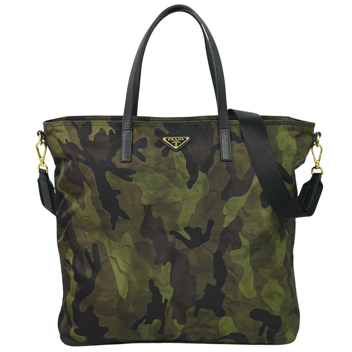 PRADA カモフラージュ 迷彩柄 2WAY ショルダーバッグ カーキ ブラック ブラウン