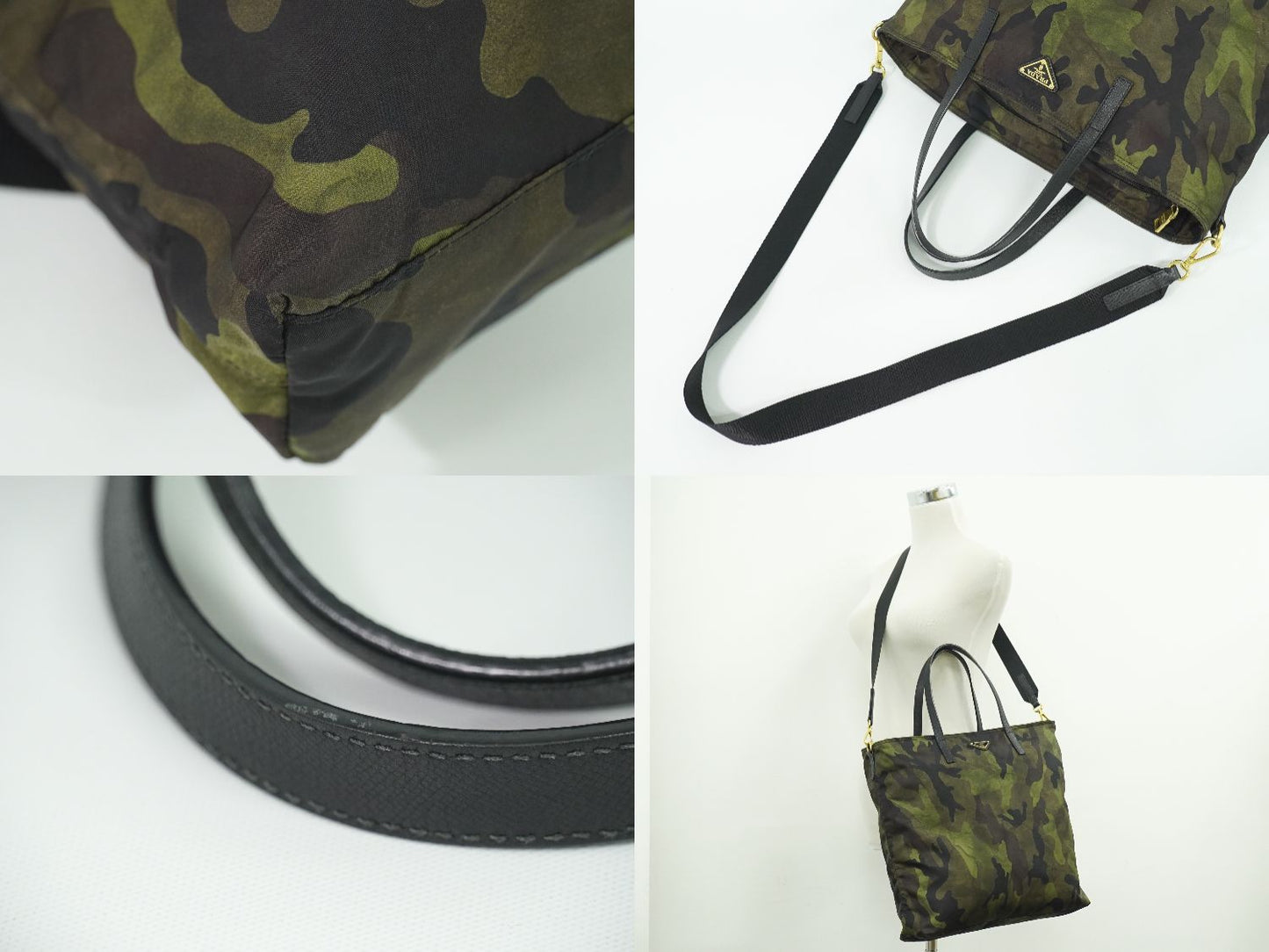 PRADA カモフラージュ 迷彩柄 2WAY ショルダーバッグ カーキ ブラック ブラウン