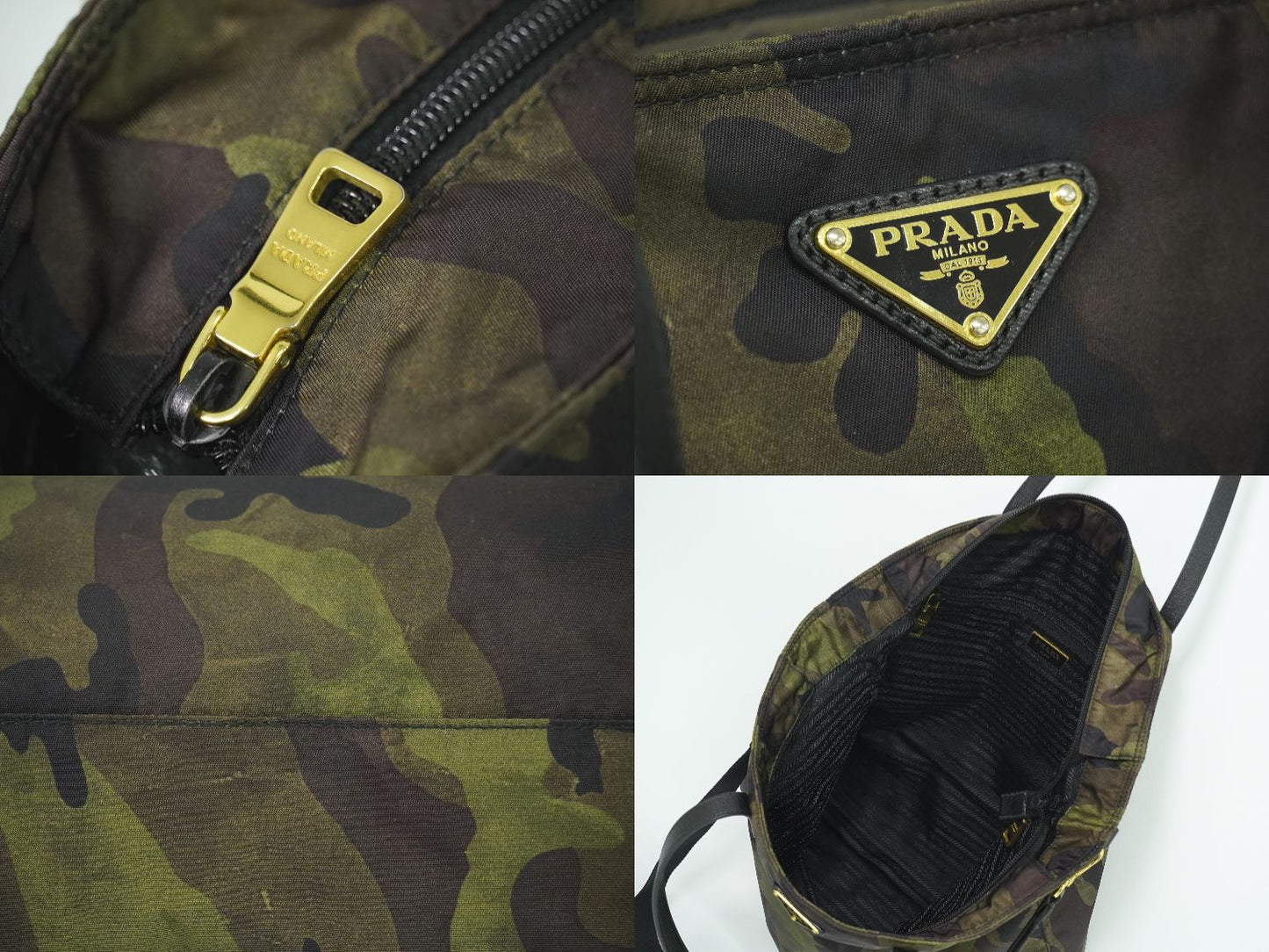 PRADA カモフラージュ 迷彩柄 2WAY ショルダーバッグ カーキ ブラック ブラウン