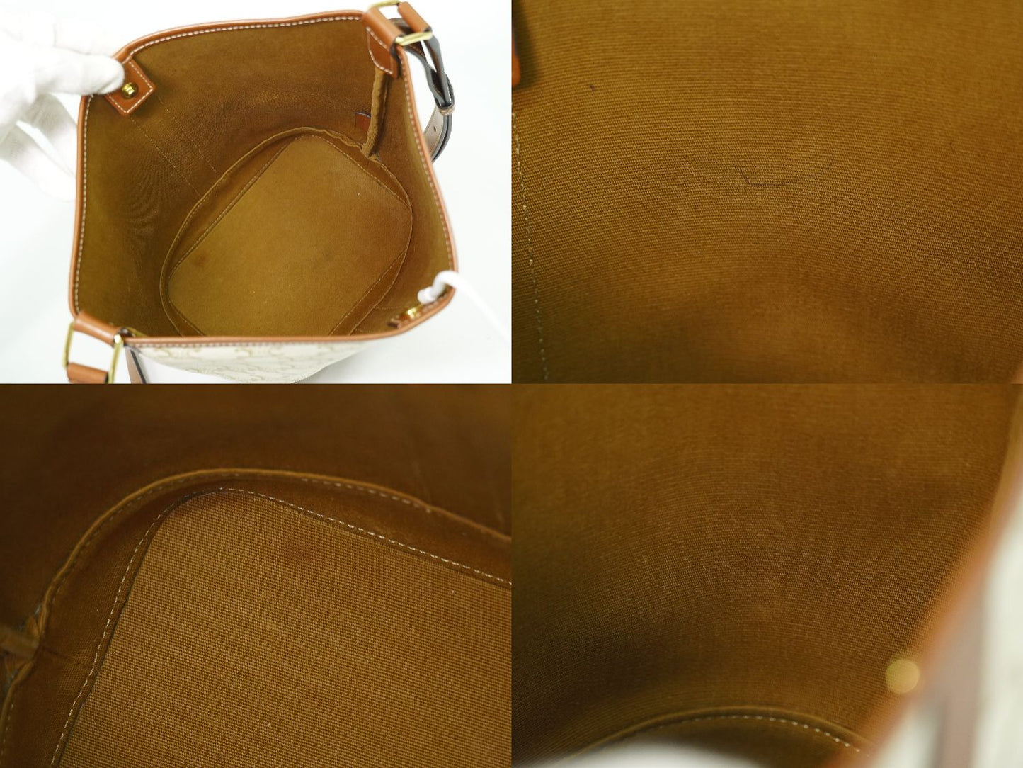 CELINE トリオンフ スモール バケット ショルダーバッグ ホワイト ブラウン