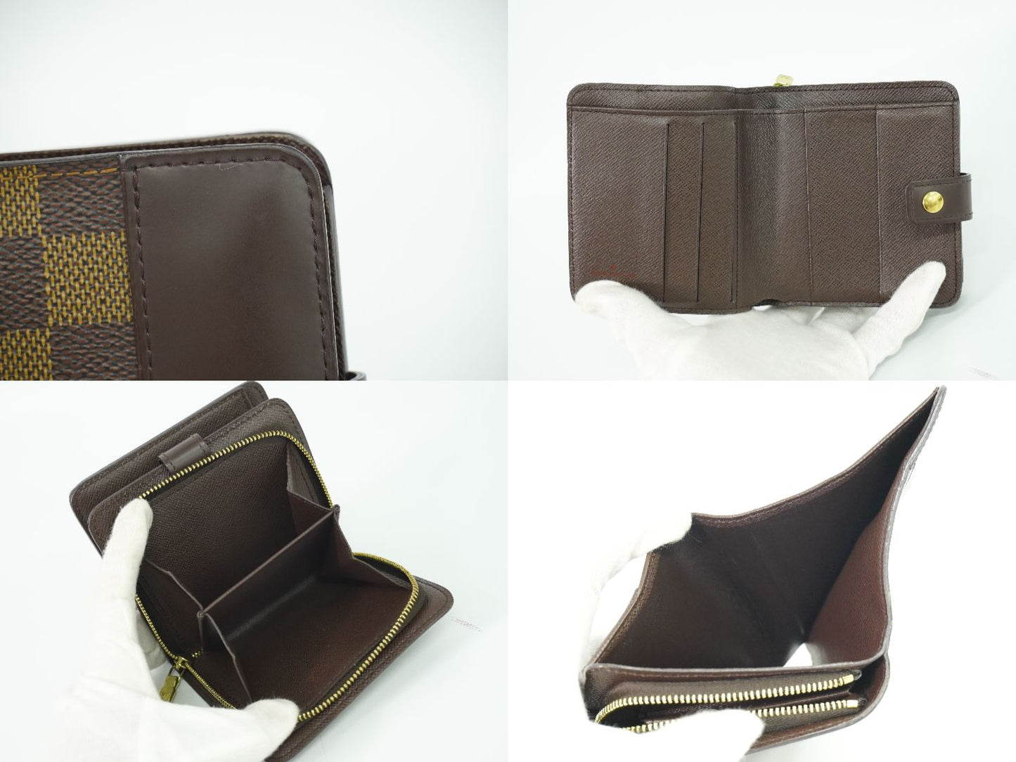 LOUIS VUITTON コンパクト ジップ ダミエ エベヌ 折財布 N61668