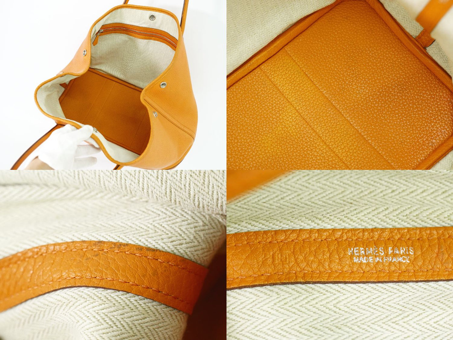 HERMES ガーデンパーティ PM トゴ レザー トートバッグ □N刻 オレンジ