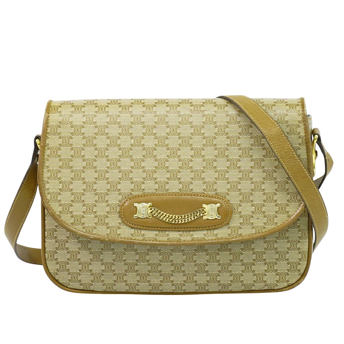 CELINE マカダム ショルダーバッグ ベージュ