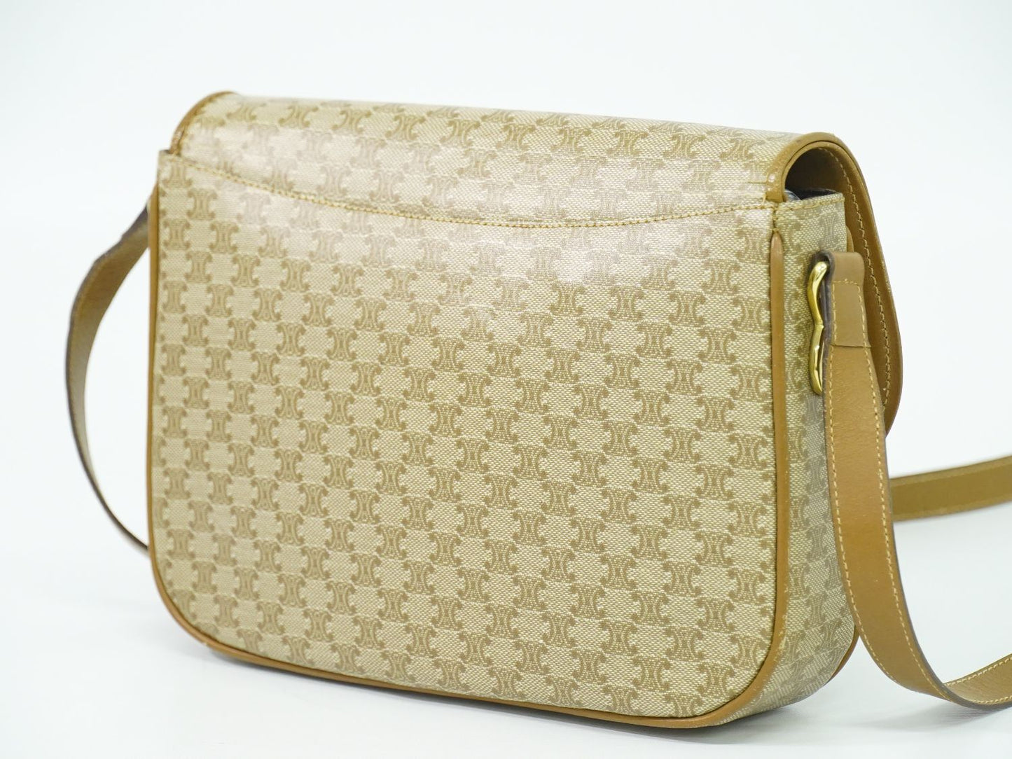 CELINE マカダム ショルダーバッグ ベージュ