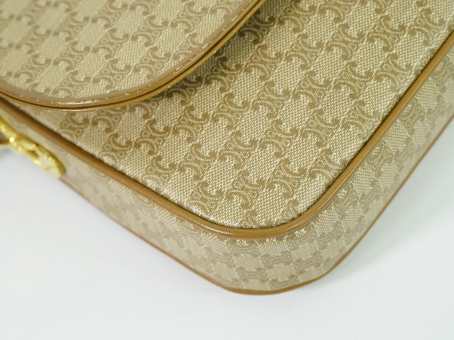 CELINE マカダム ショルダーバッグ ベージュ