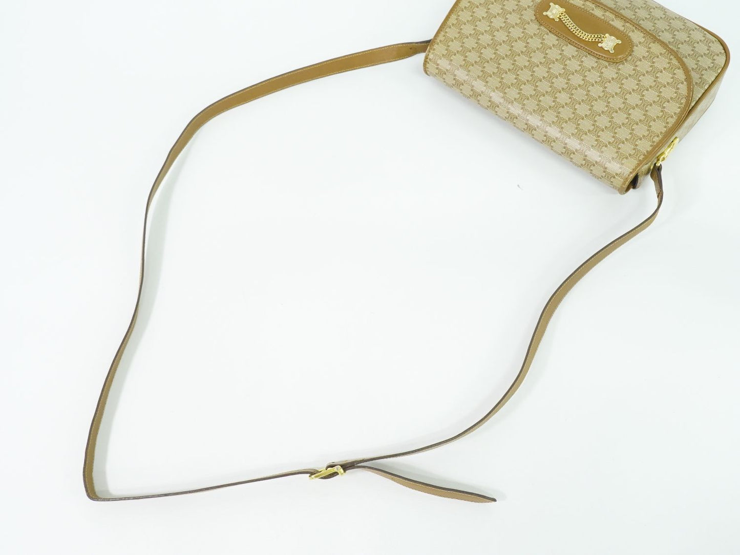 CELINE マカダム ショルダーバッグ ベージュ