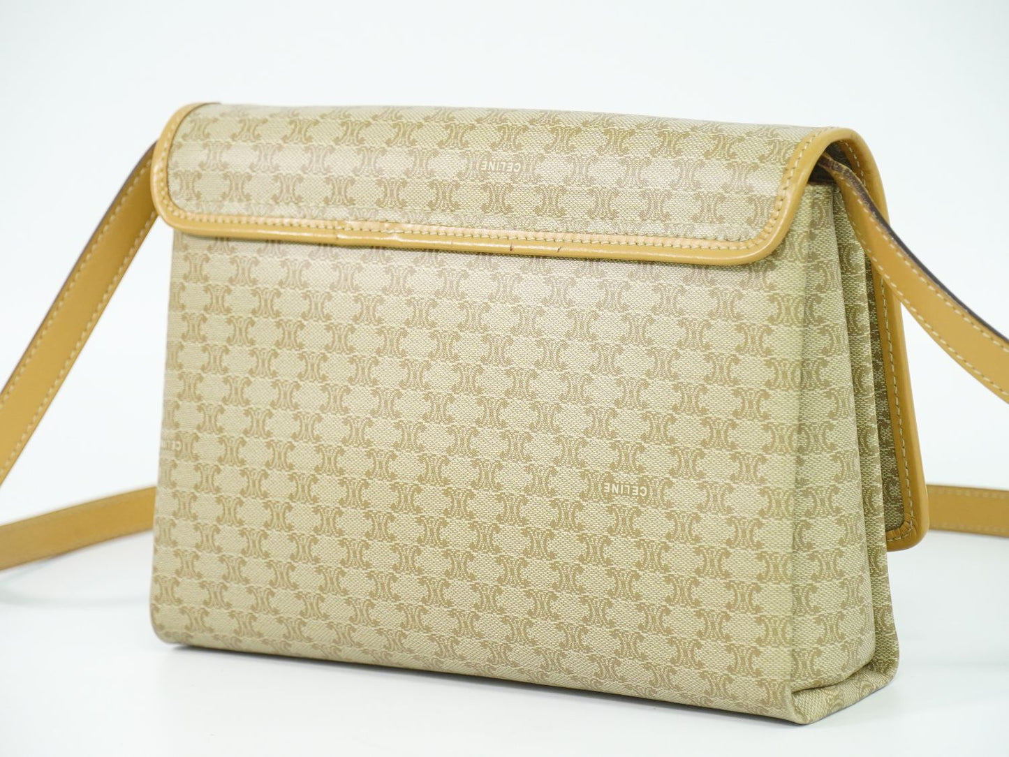 CELINE マカダム ショルダーバッグ ベージュ