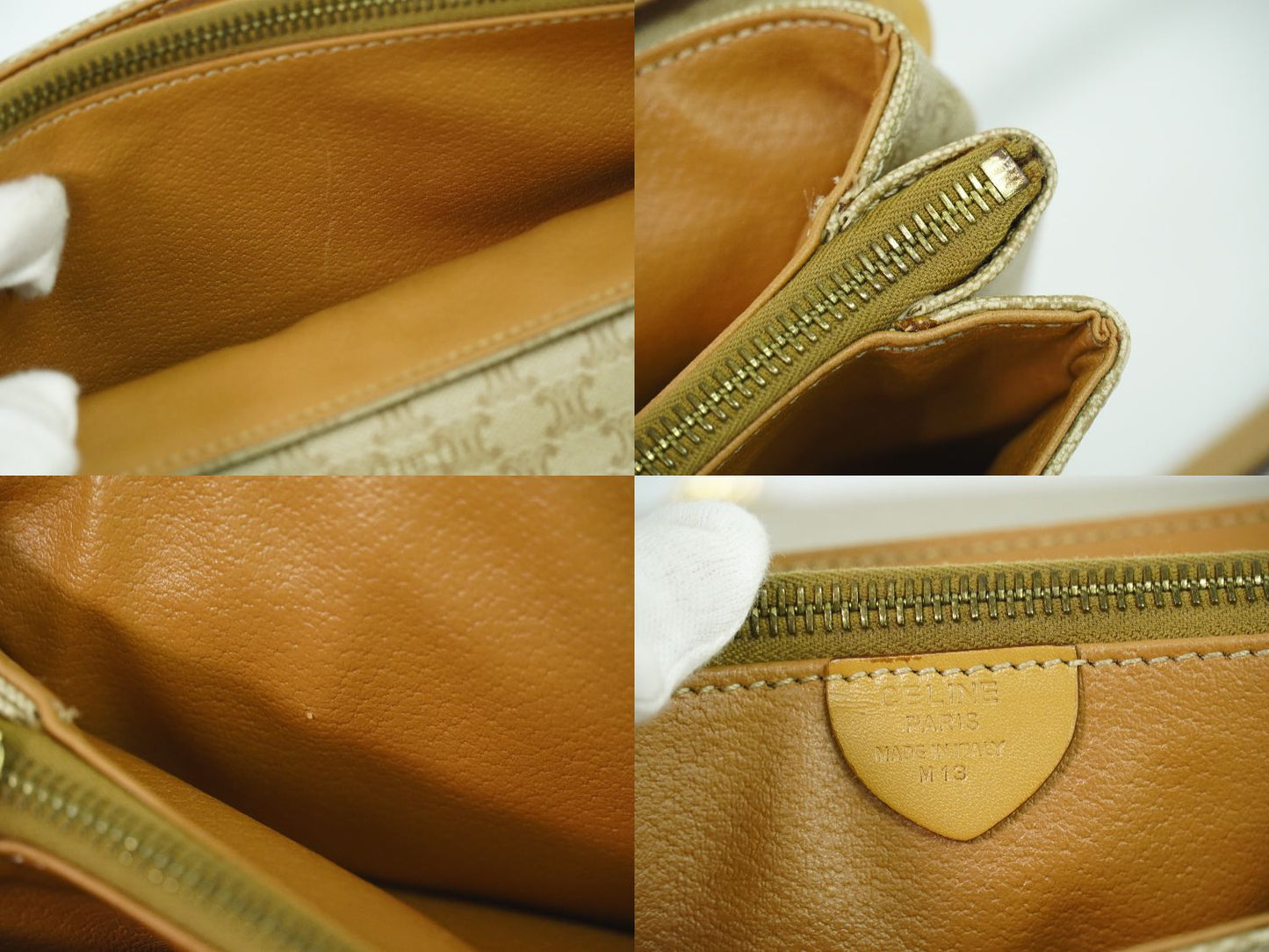 CELINE マカダム ショルダーバッグ ベージュ