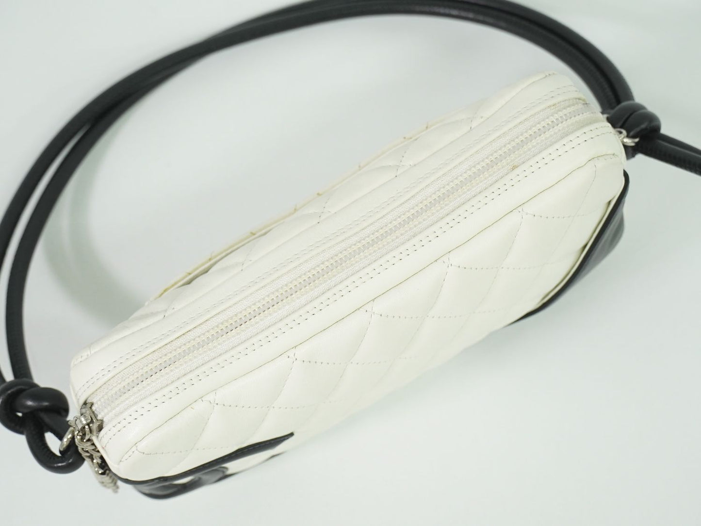 CHANEL ココマーク カンボンライン 2WAY ハンドバッグ ホワイト ブラック