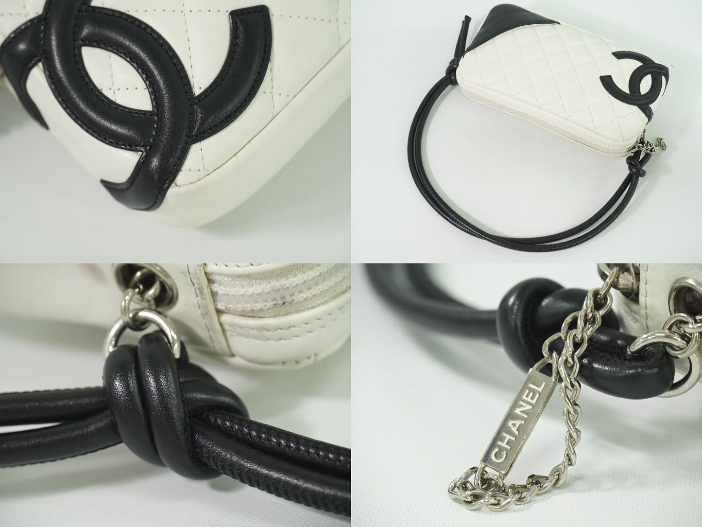 CHANEL ココマーク カンボンライン 2WAY ハンドバッグ ホワイト ブラック
