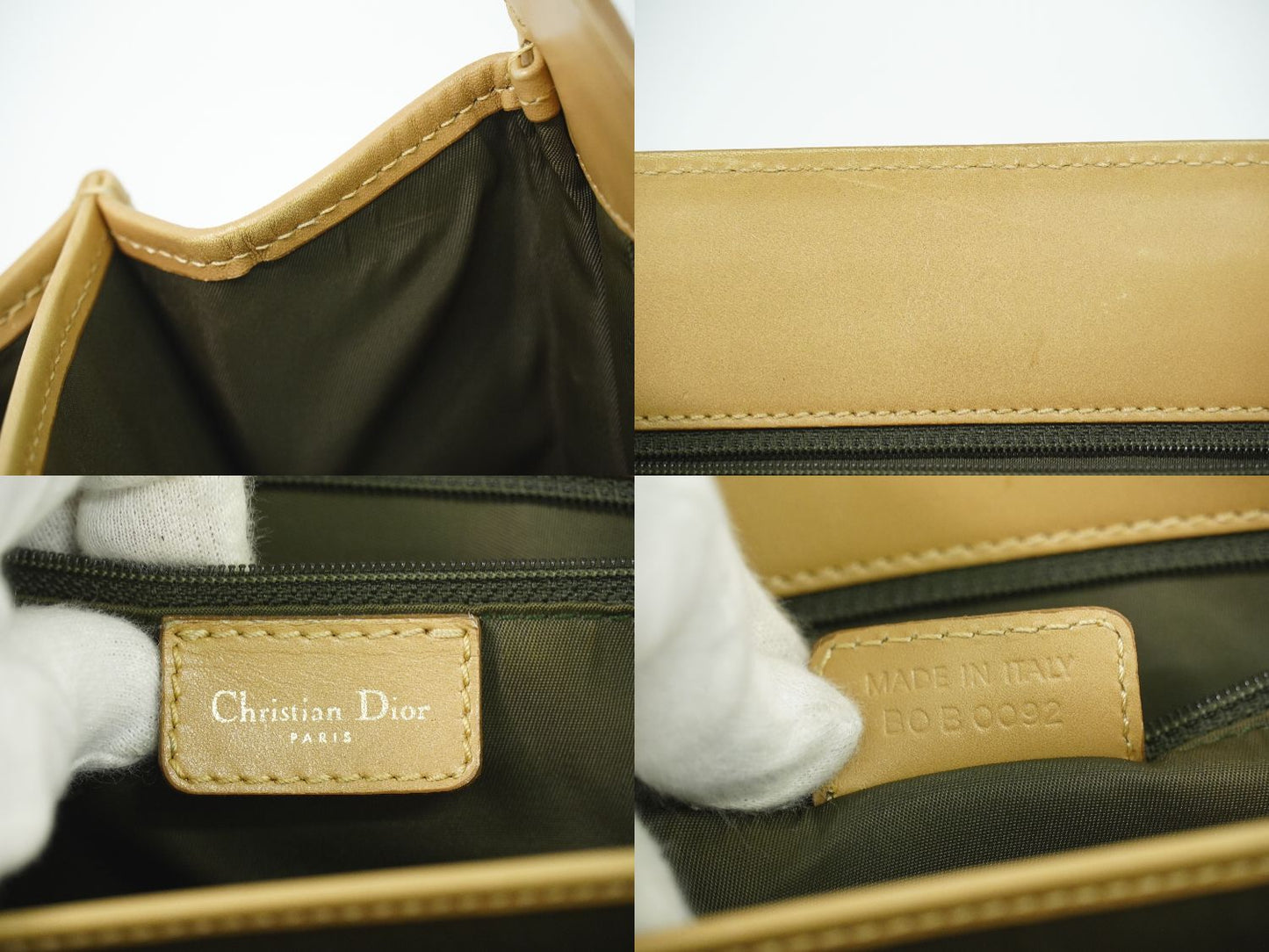 Christian Dior トロッター ハンドバッグ カーキ ベージュ