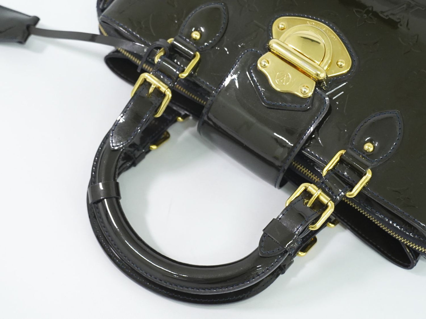LOUIS VUITTON メルローズアベニュー ヴェルニ レザー ハンドバッグ ブルーニュイ M93756