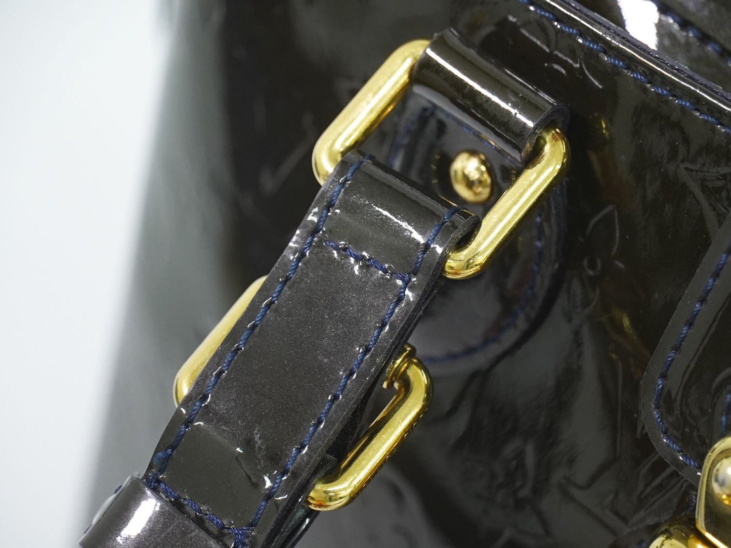 LOUIS VUITTON メルローズアベニュー ヴェルニ レザー ハンドバッグ ブルーニュイ M93756
