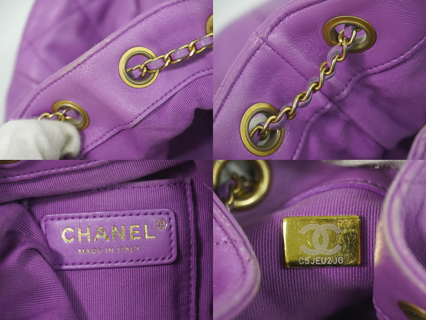 CHANEL ココマーク マトラッセ リュックサック パープル