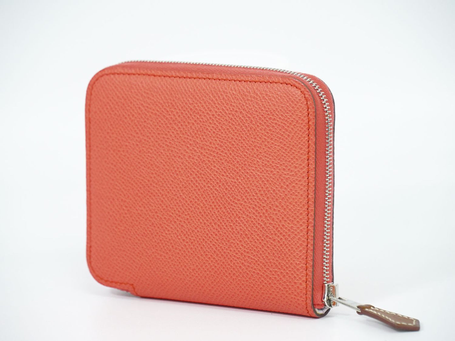 HERMES アザップ コンパクト シルクイン コインケース U刻 オレンジ系