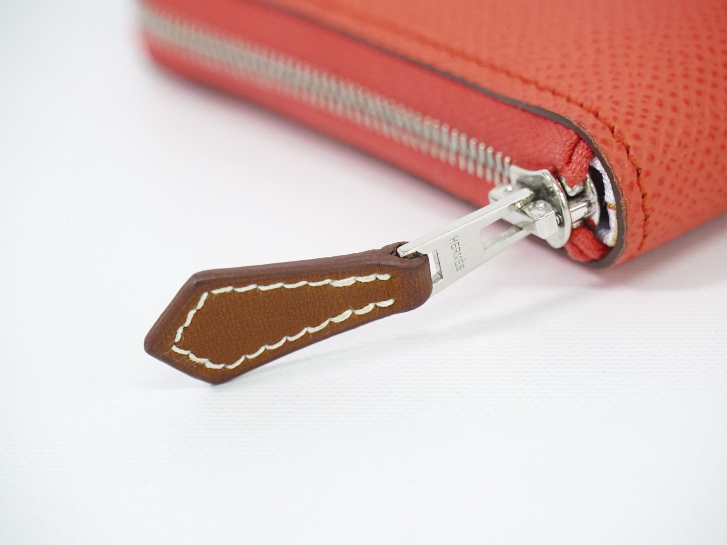 HERMES アザップ コンパクト シルクイン コインケース U刻 オレンジ系