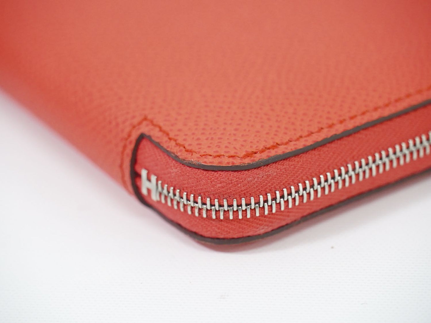 HERMES アザップ コンパクト シルクイン コインケース U刻 オレンジ系