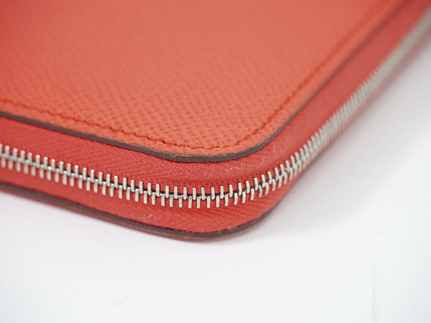 HERMES アザップ コンパクト シルクイン コインケース U刻 オレンジ系