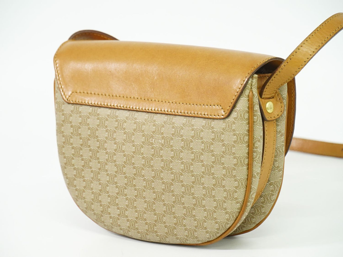 CELINE マカダム ショルダーバッグ ベージュ ブラウン