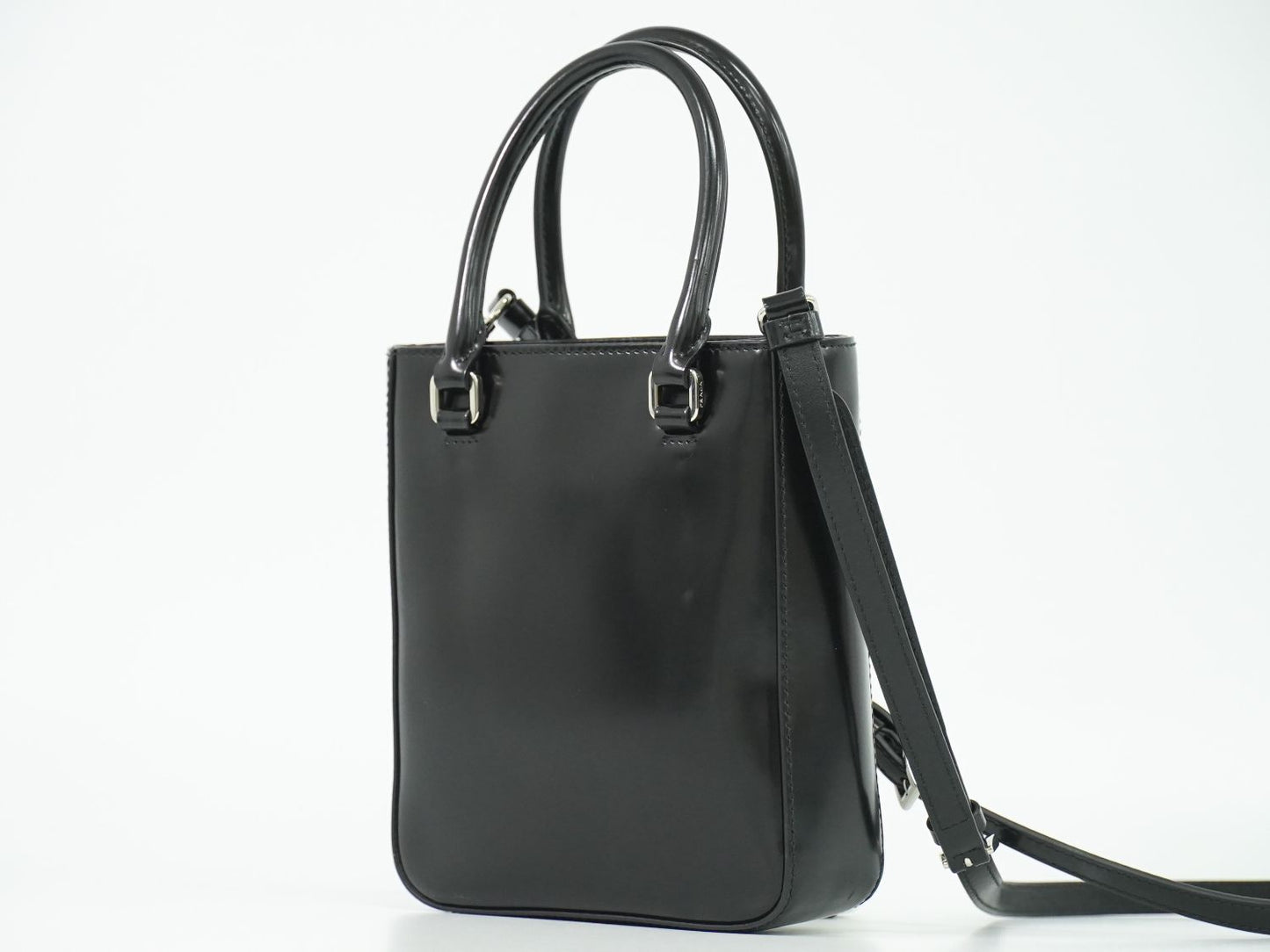 PRADA スモール ブラッシュドレザー トート 2WAY ショルダーバッグ ブラック