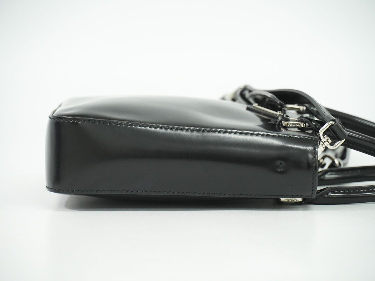 PRADA スモール ブラッシュドレザー トート 2WAY ショルダーバッグ ブラック