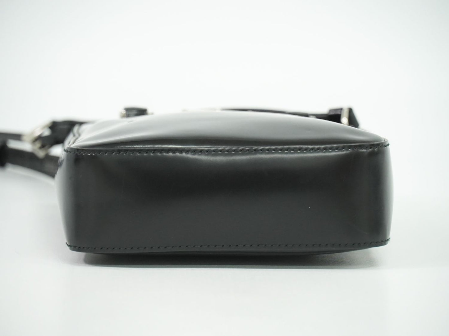 PRADA スモール ブラッシュドレザー トート 2WAY ショルダーバッグ ブラック