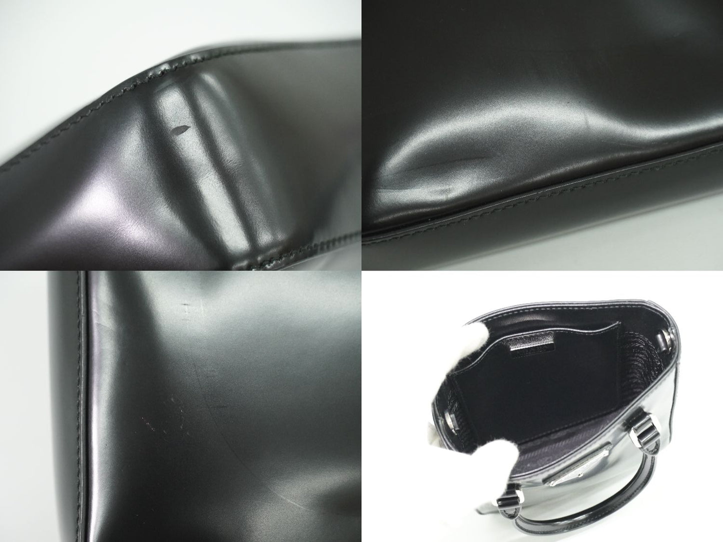 PRADA スモール ブラッシュドレザー トート 2WAY ショルダーバッグ ブラック