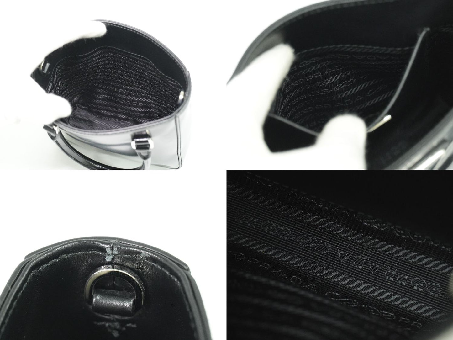 PRADA スモール ブラッシュドレザー トート 2WAY ショルダーバッグ ブラック