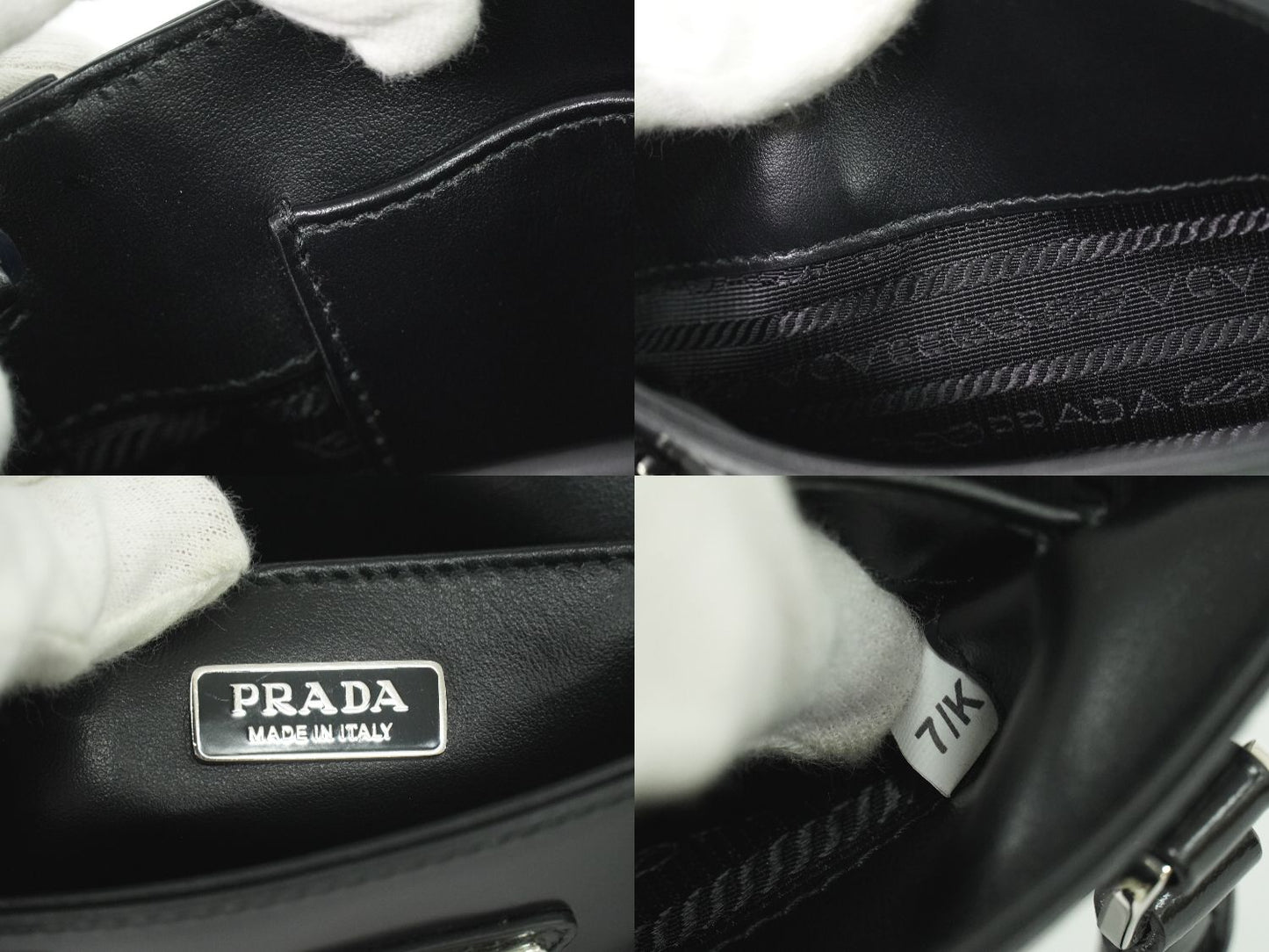 PRADA スモール ブラッシュドレザー トート 2WAY ショルダーバッグ ブラック
