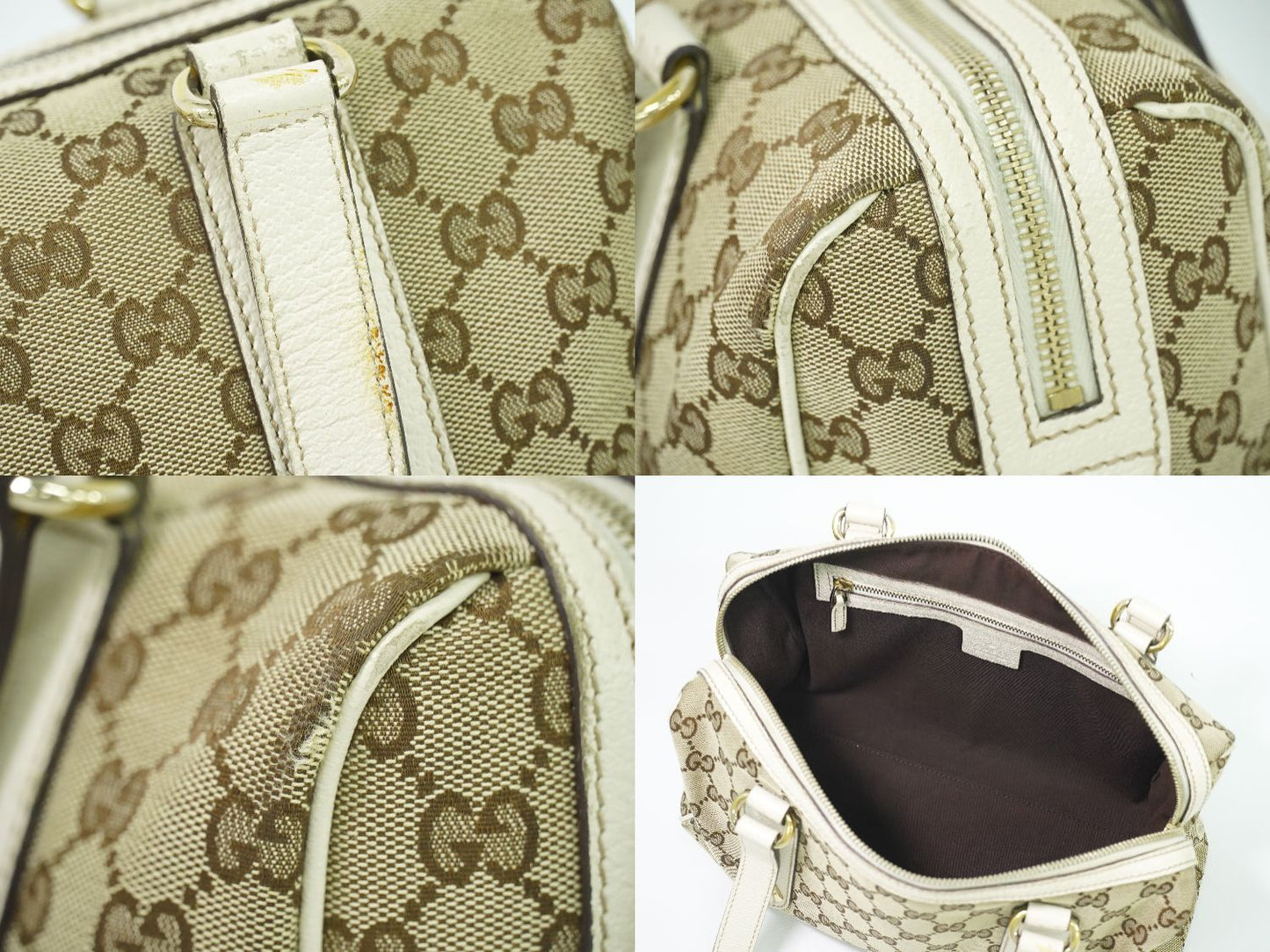 GUCCI ミニ ボストンバッグ ベージュ ホワイト 152457