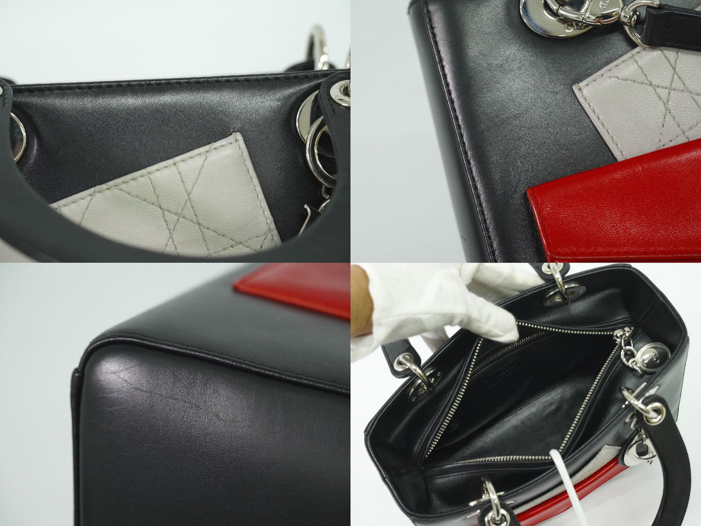 Christian Dior レディディオール 2WAY ショルダーバッグ ブラック レッド グレー