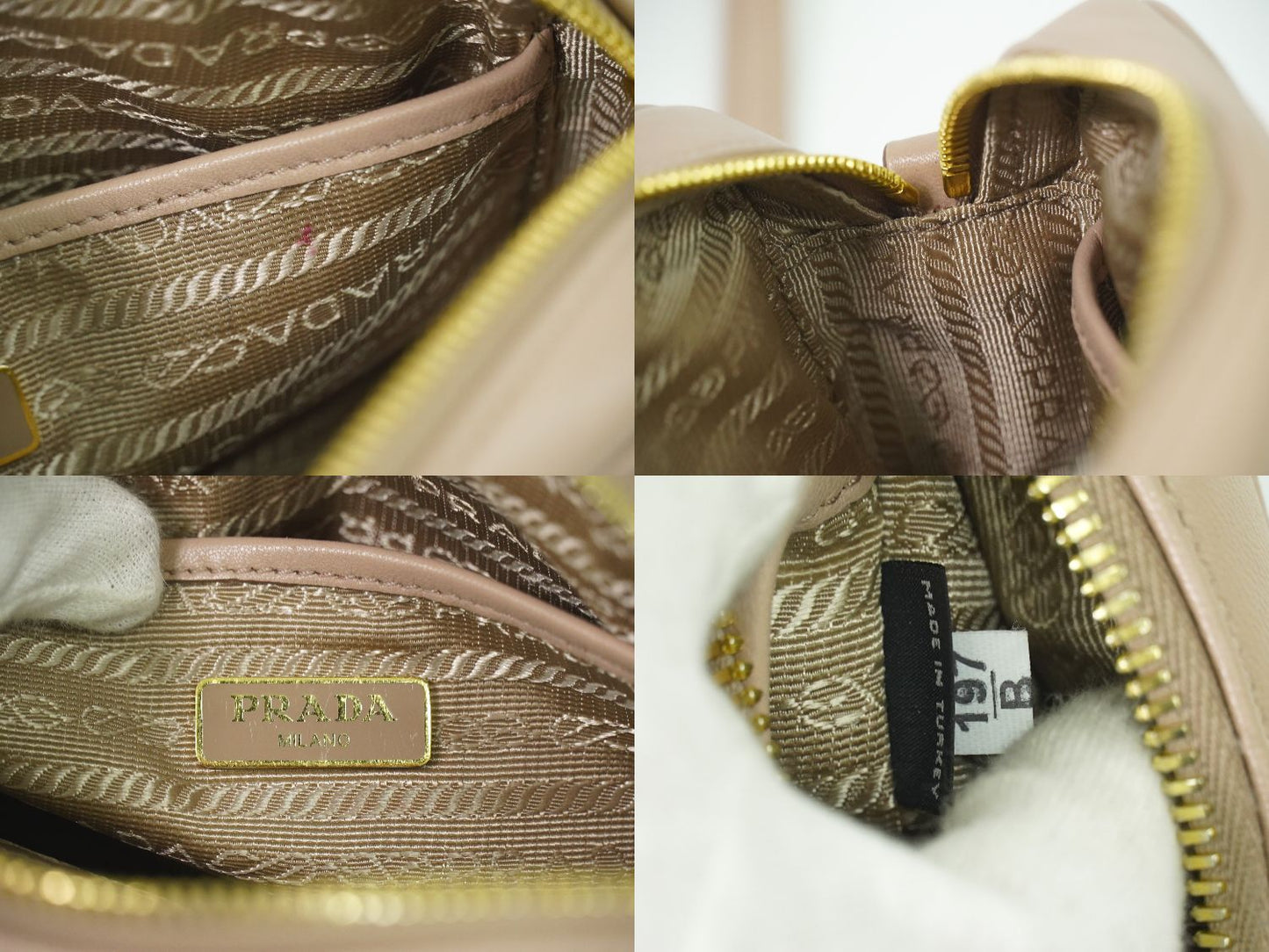 PRADA ナッパゴーフル ショルダーバッグ ピンクベージュ