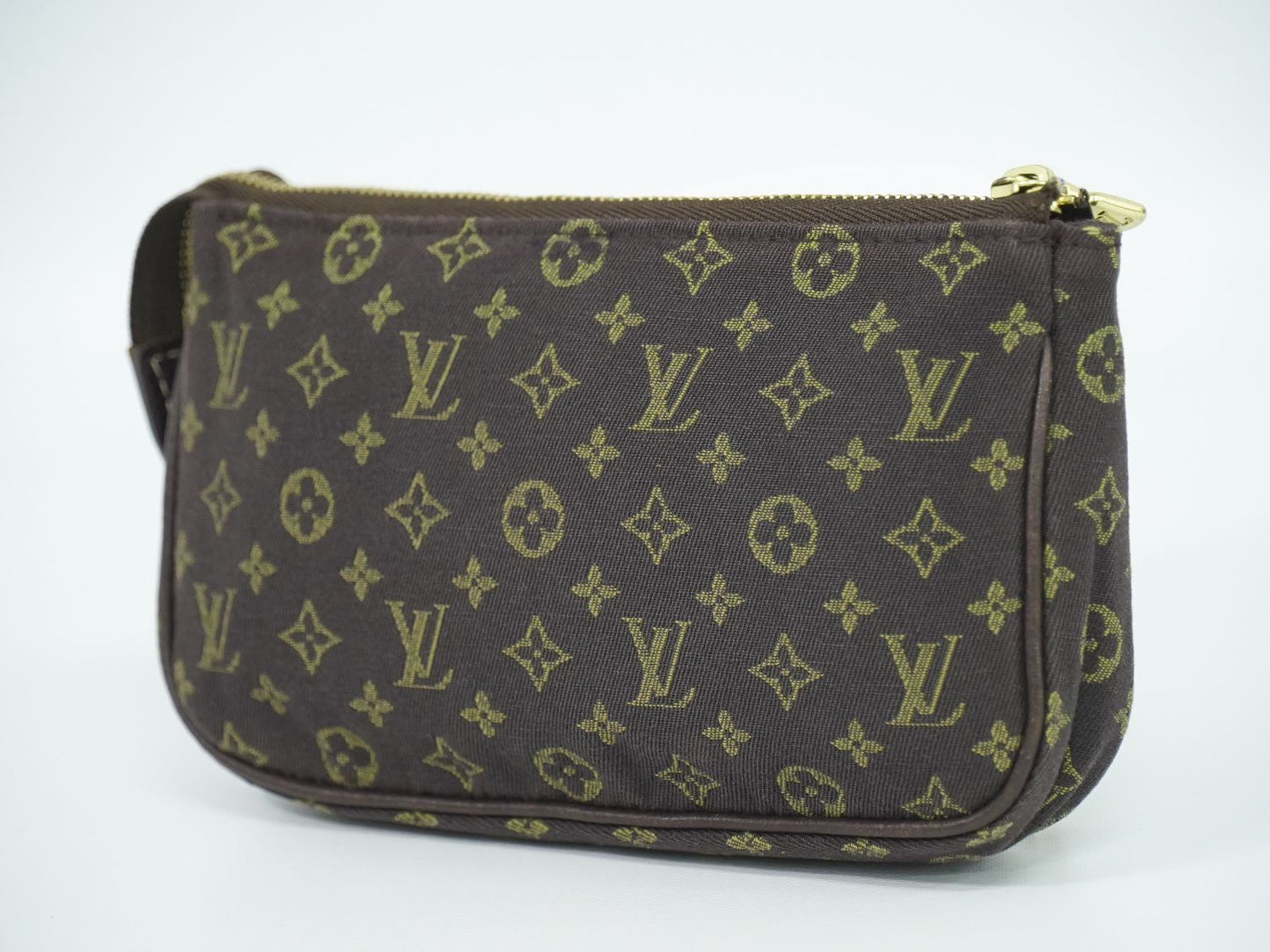 LOUIS VUITTON バケット モノグラム ミニラン 付属ポーチ エベヌ ブラウン