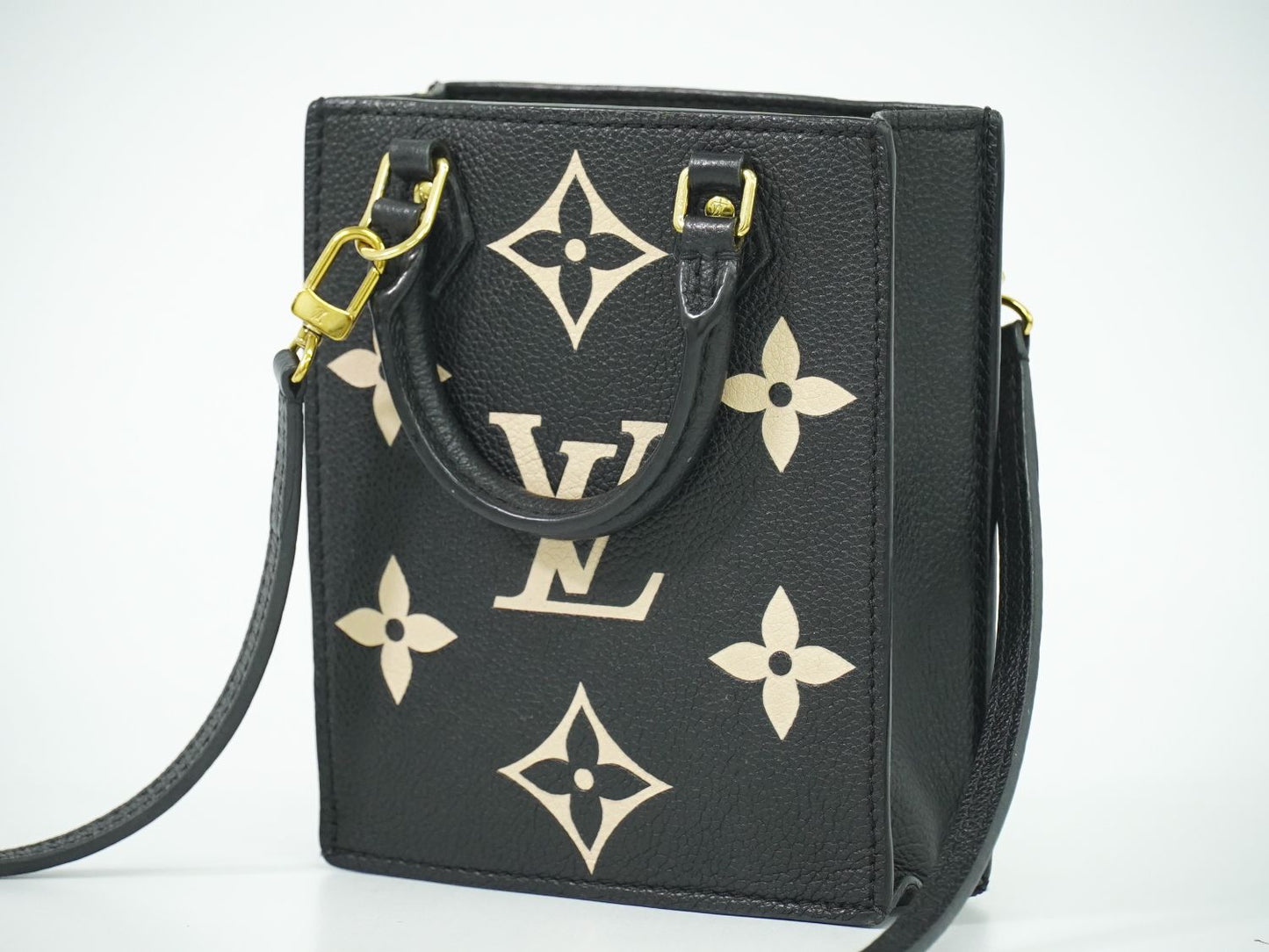 LOUIS VUITTON プティット サックプラ モノグラム アンプラントレザー 2WAY ショルダーバッグ ブラック M57937