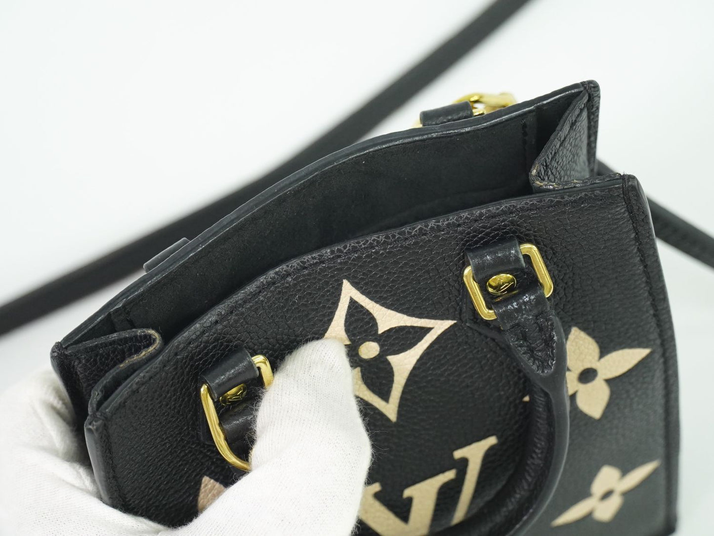 LOUIS VUITTON プティット サックプラ モノグラム アンプラントレザー 2WAY ショルダーバッグ ブラック M57937