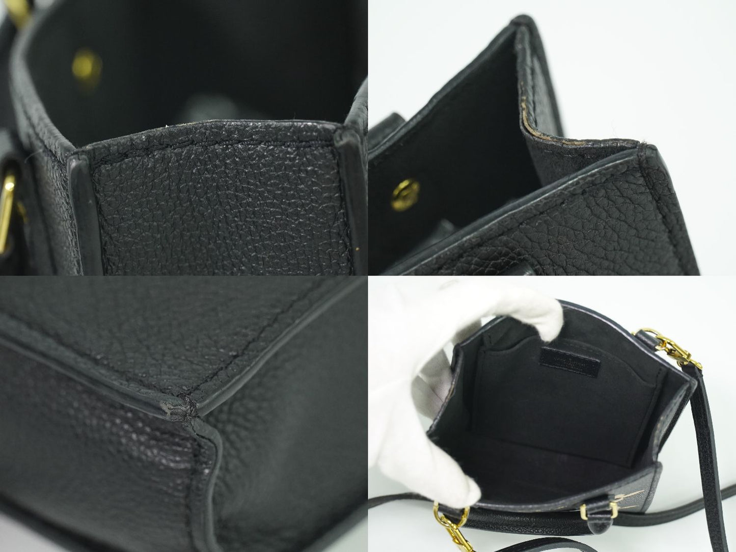 LOUIS VUITTON プティット サックプラ モノグラム アンプラントレザー 2WAY ショルダーバッグ ブラック M57937