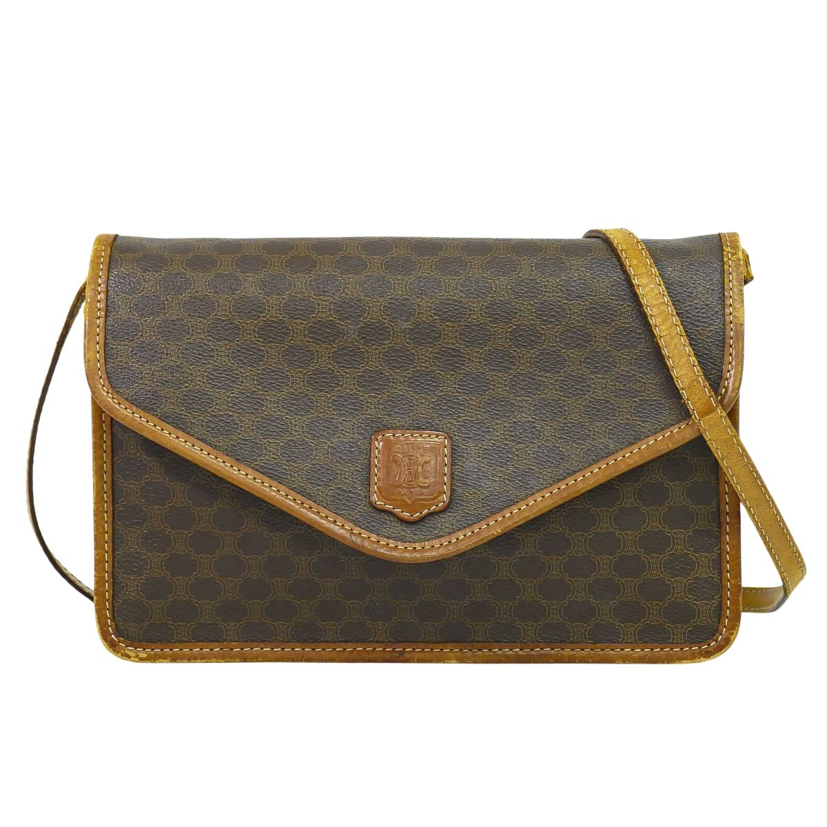 CELINE マカダム ショルダーバッグ ブラウン