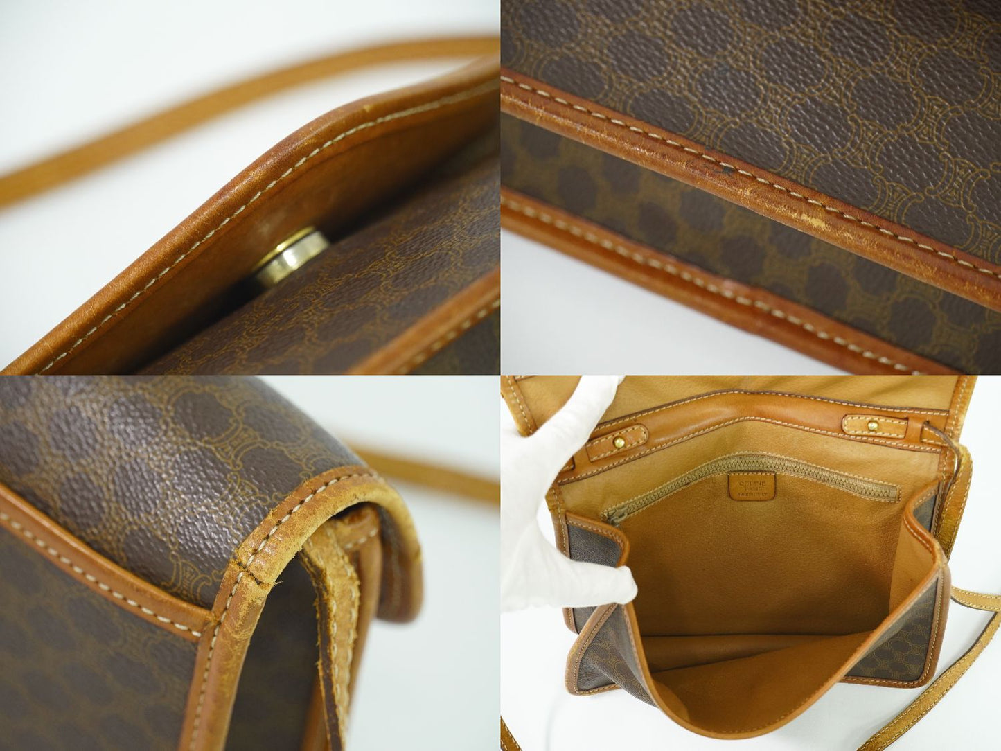 CELINE マカダム ショルダーバッグ ブラウン