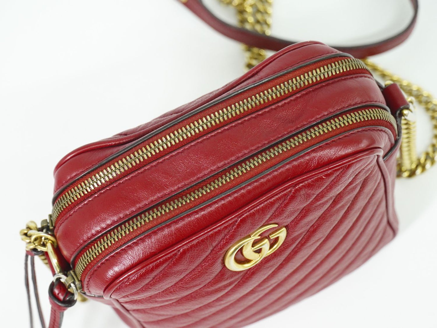 GUCCI GGマーモント ショルダーバッグ レッド 550155