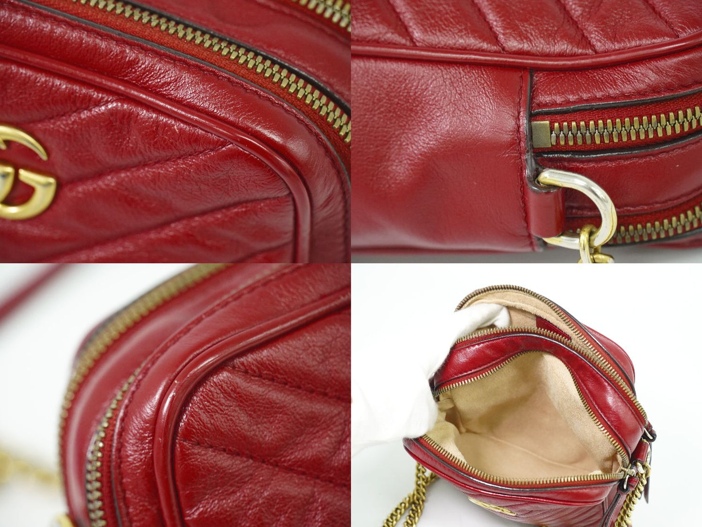 GUCCI GGマーモント ショルダーバッグ レッド 550155