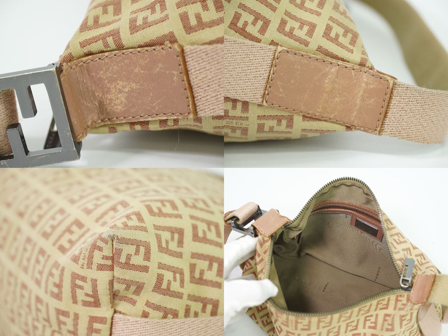 FENDI ズッキーノ ショルダーバッグ ベージュ ピンク 8BR319