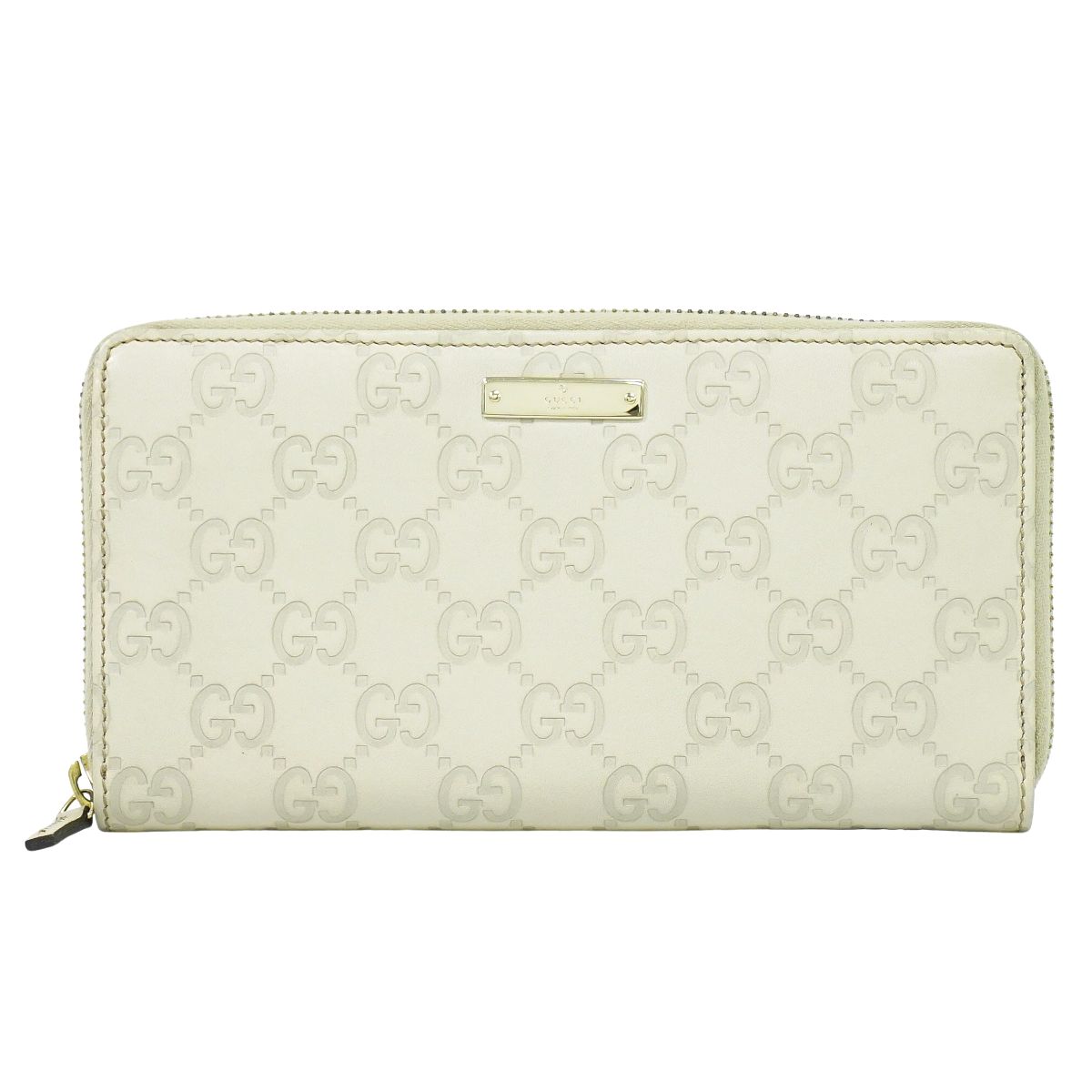 GUCCI グッチシマ レザー 長財布 アイボリー 112724