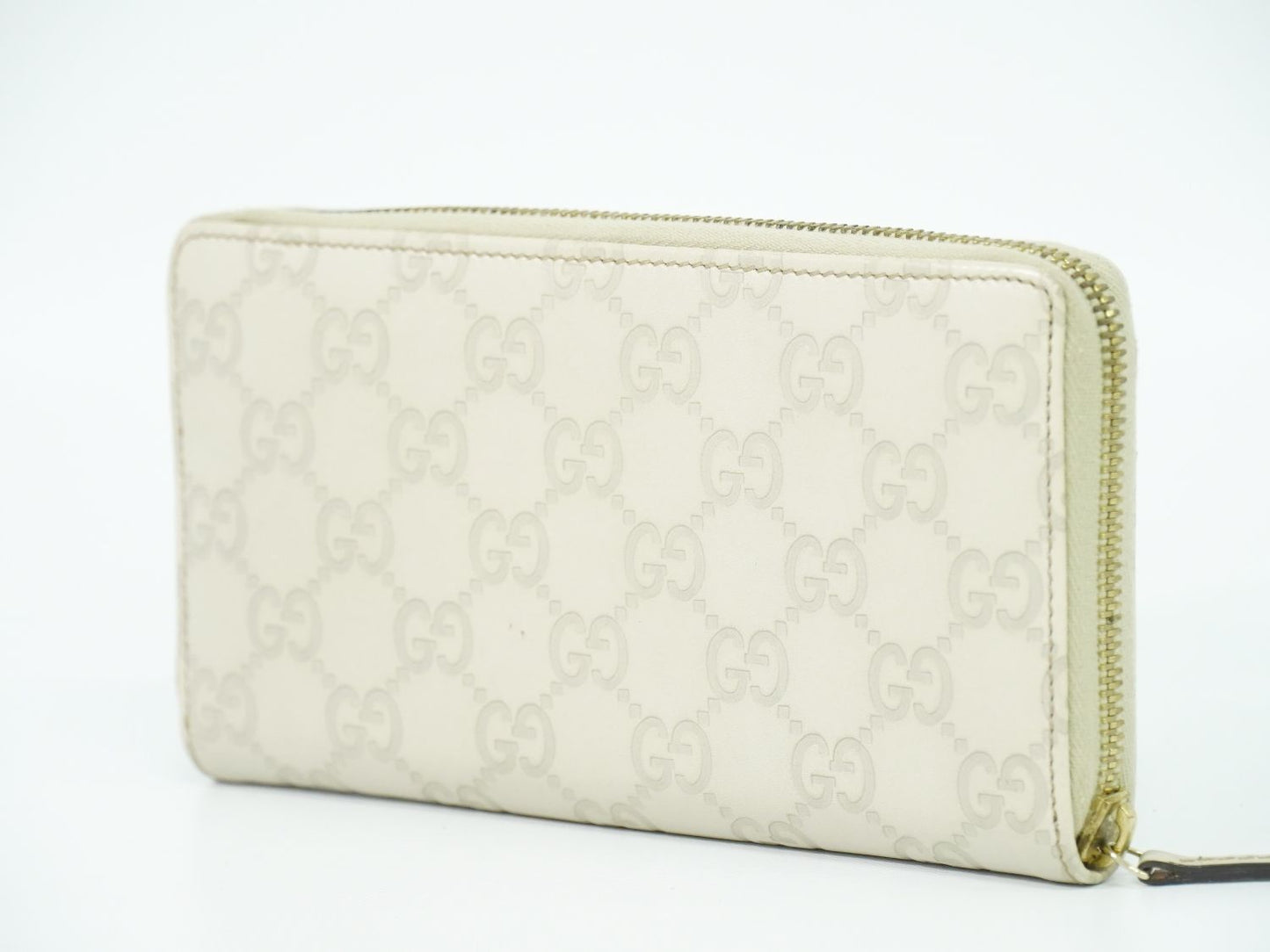 GUCCI グッチシマ レザー 長財布 アイボリー 112724