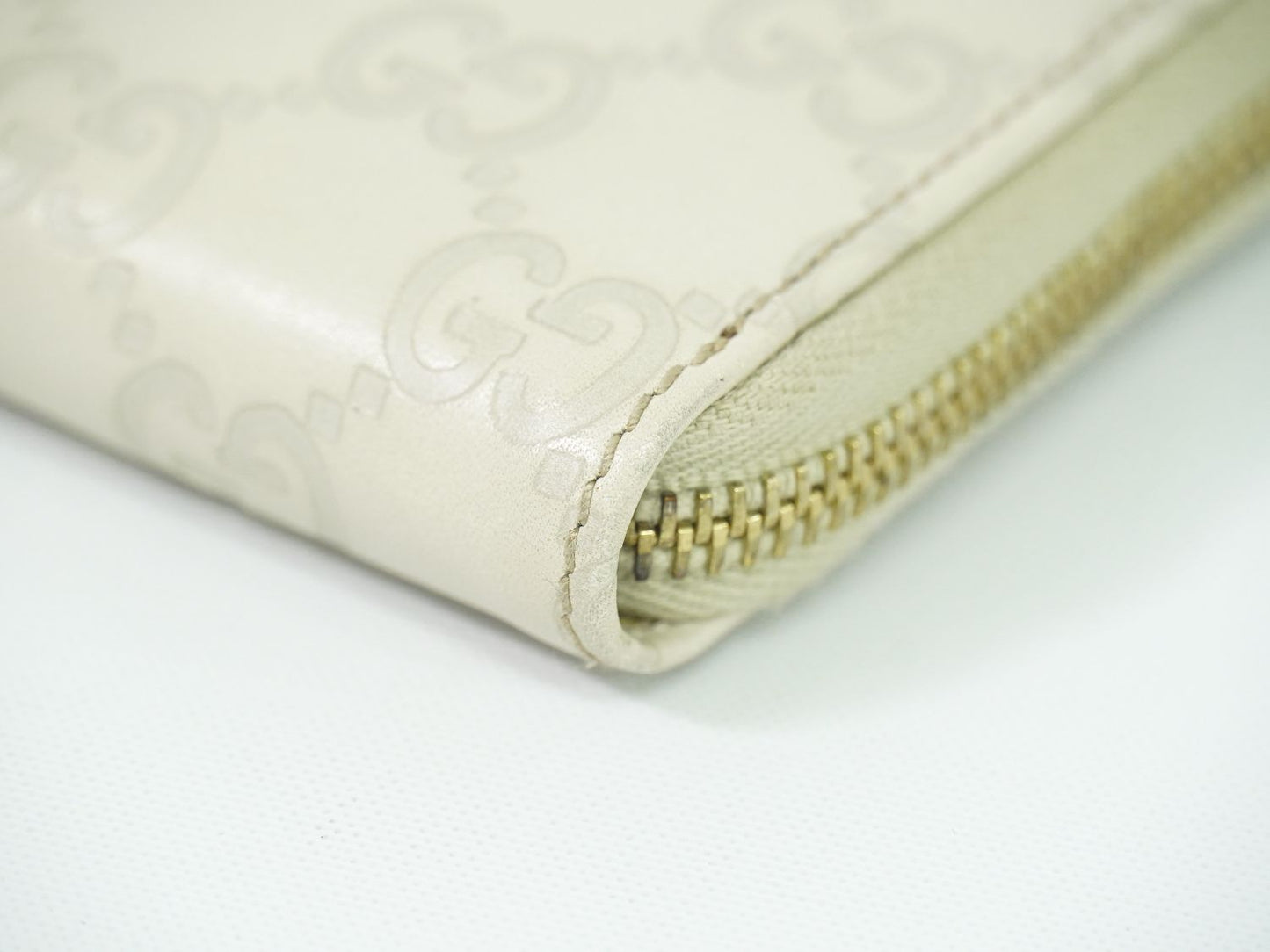 GUCCI グッチシマ レザー 長財布 アイボリー 112724