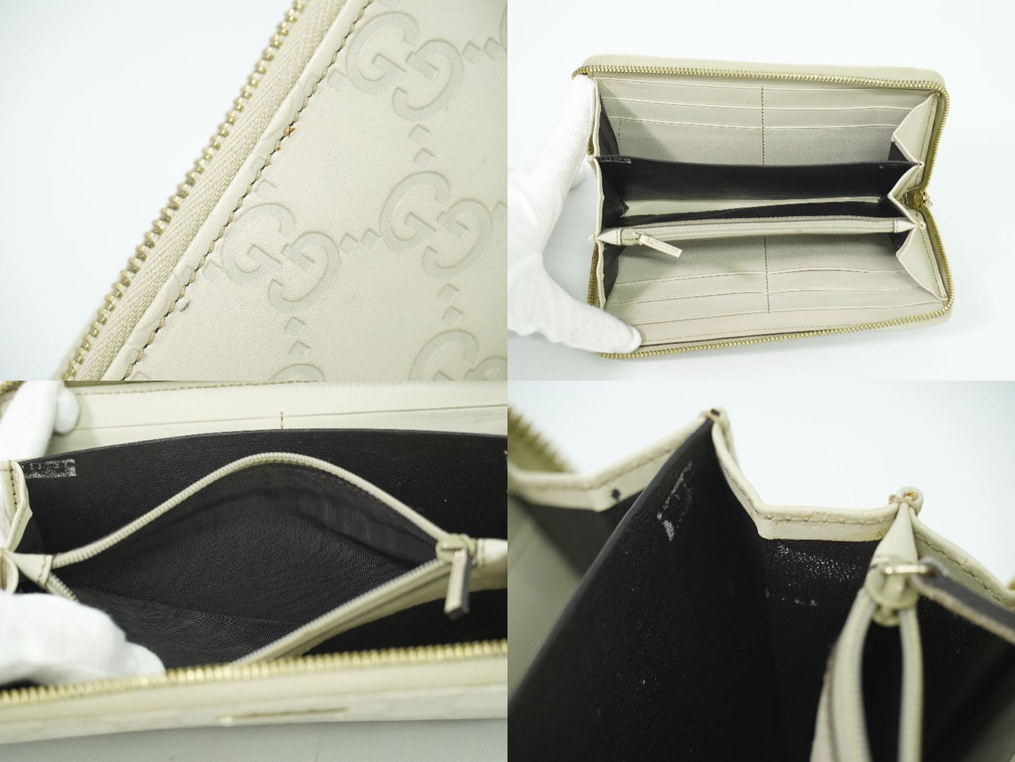GUCCI グッチシマ レザー 長財布 アイボリー 112724