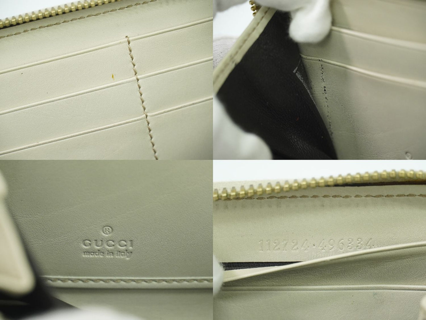 GUCCI グッチシマ レザー 長財布 アイボリー 112724
