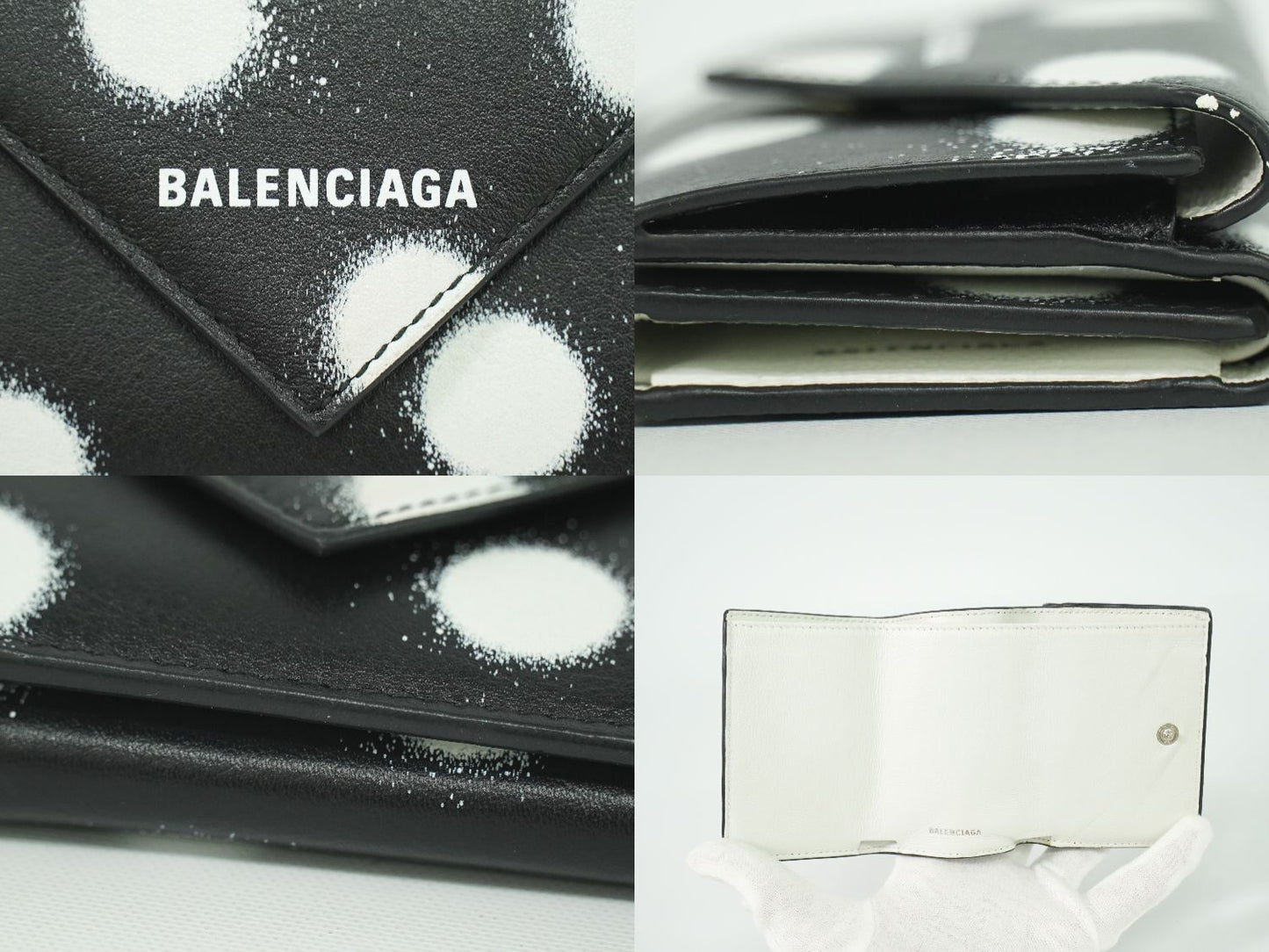 BALENCIAGA ペーパーミニ 折財布 ブラック ホワイト 391446