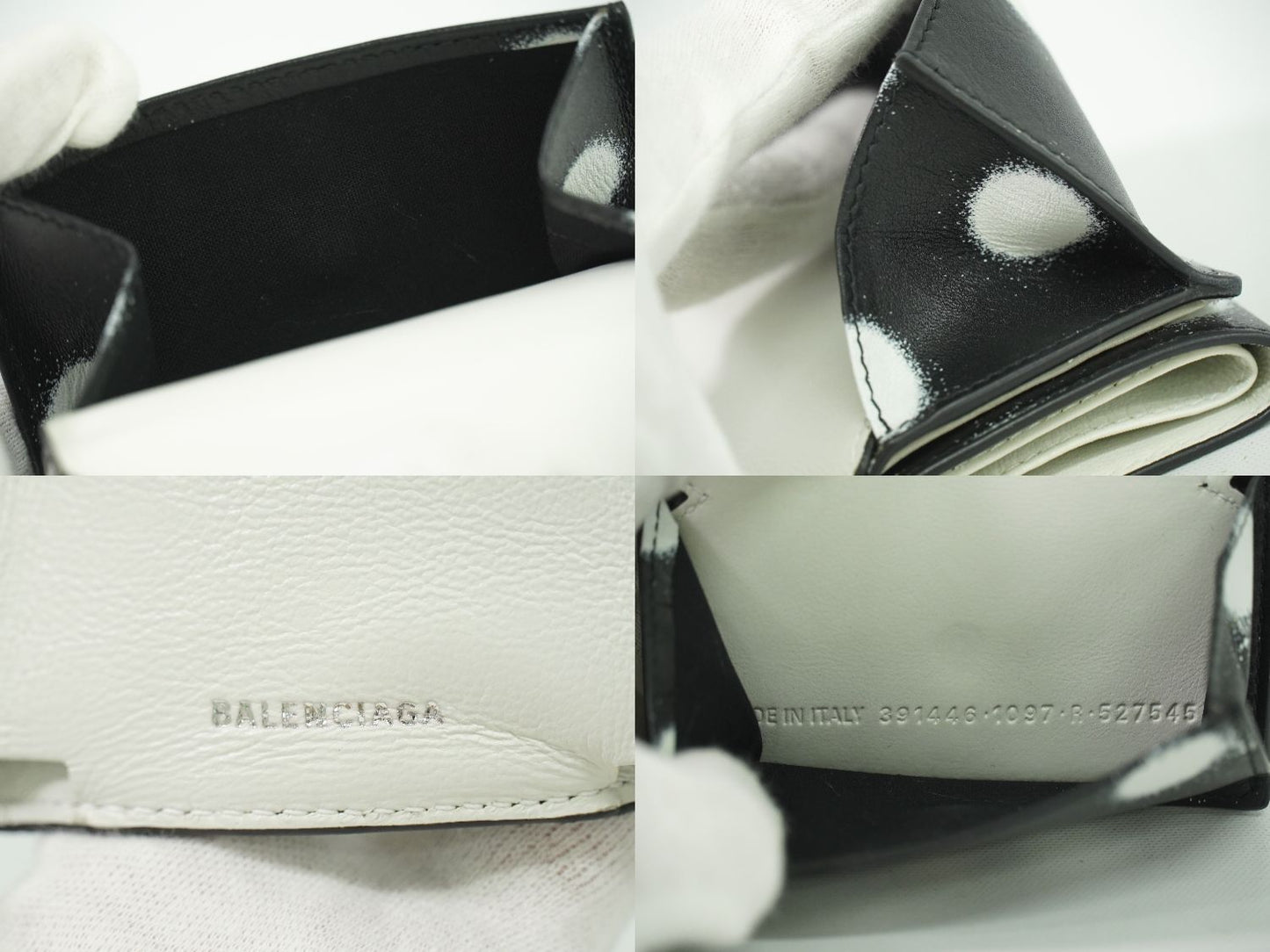 BALENCIAGA ペーパーミニ 折財布 ブラック ホワイト 391446