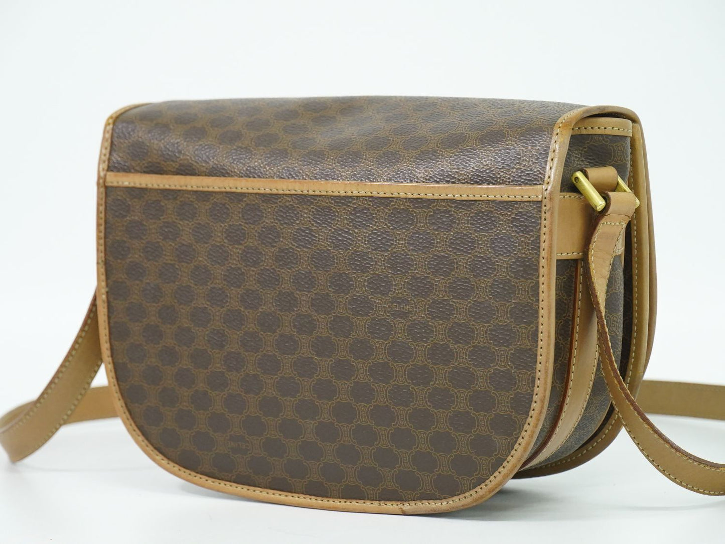 CELINE マカダム ショルダーバッグ ブラウン