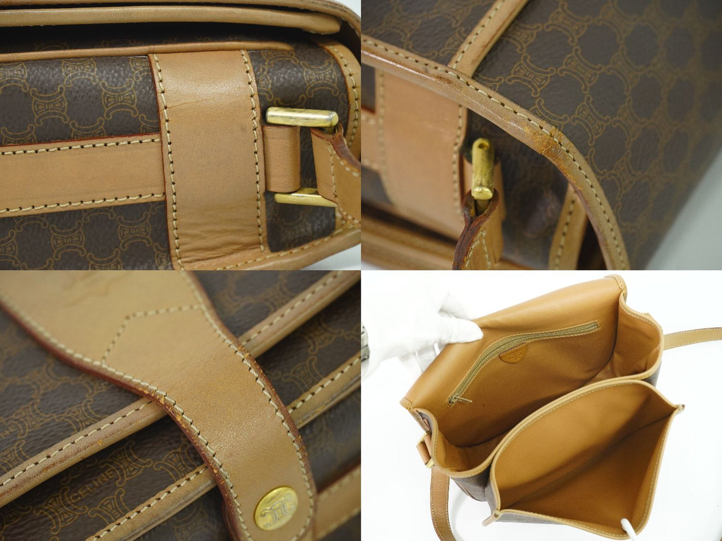 CELINE マカダム ショルダーバッグ ブラウン